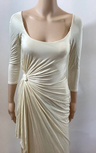 VESTIDO GIANNI VERSACE ss/1995 RUNWAY ALTO HENDIDURA MARFIL TALLA IT 40 - Imagen 6 de 10