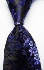 New Classic Floral Black Purple JACQUARD WOVEN 100 Silk Men's Tie Necktie