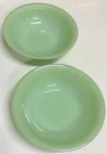 Two Vintage Jadeite Fire King Oven Ware USA Jane Ray 6” Ribbed Bowls