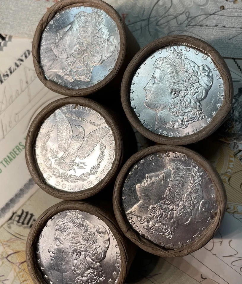 Rollos Morgan 90% plata 1878-1893 5 monedas CC intacto Ender no en circulación EE. UU. Foto 3 de 4