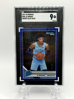 2019-20 Donruss Ja Morant RC Infinite Blue Holo Foil RARE Rookie #25/35 SGC 9!