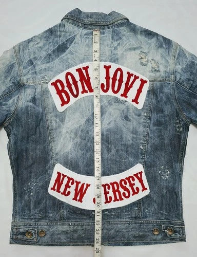 Bon Jovi, Energie Patched Battle Denim Mens Jacket Size M image 22