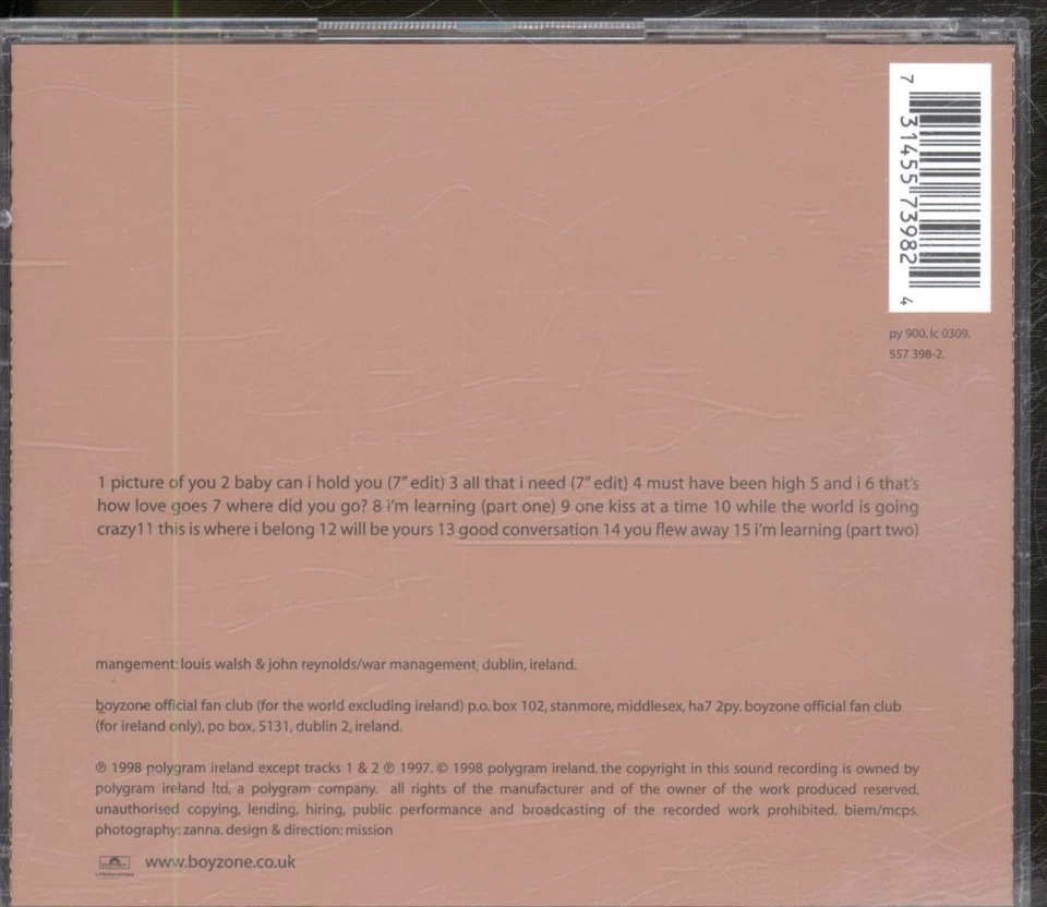 Boyzone (Boyband) Where We Belong CD Europa Polydor 1998 5573982 - Bild 2 von 3