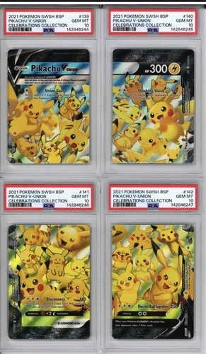 Sequential 2021 Pokemon Celebrations SWSH Pikachu V-Union Set PSA 10 - New Cert