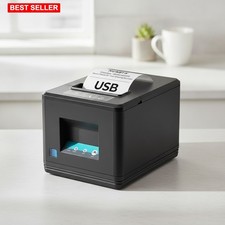 Thermal Receipt Printer 80mm USB POS Auto Cutter Monochrome Retail Wall Mounted