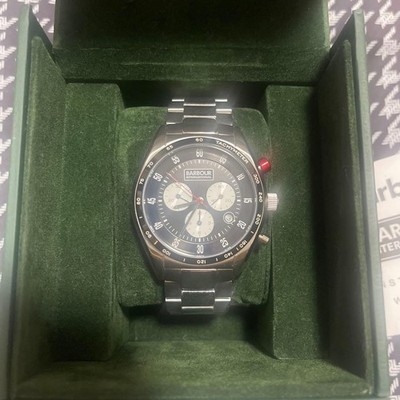 Barbour Boswell BB025BKSL Chronograph Watch Black Silver Stainless 