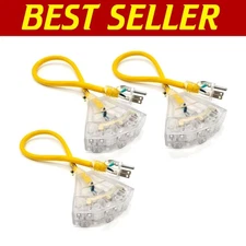 3-Pack 2ft Heavy Duty 12 Gauge Extension Cord with 3 Outlets for Indoor/Outdoor