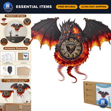3D Wooden Dragon Clock Puzzle Kit - Mechanical Model for Adults, Unique Home Dec