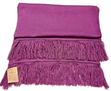 Silvia Mario Purple Cashmere/Silk Winter Shawl Wrap Travel Blanket Scarf 72x38"