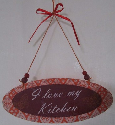 Holz Dekohänger I love my Kitchen Küche Fenster Wanddeko Hängedeko Türdeko (36