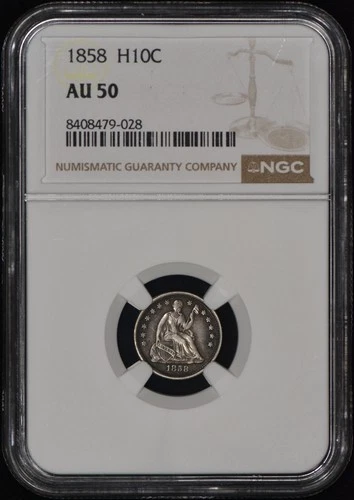 1858 Seated Liberty Half Dime H10c NGC AU50 - Original!