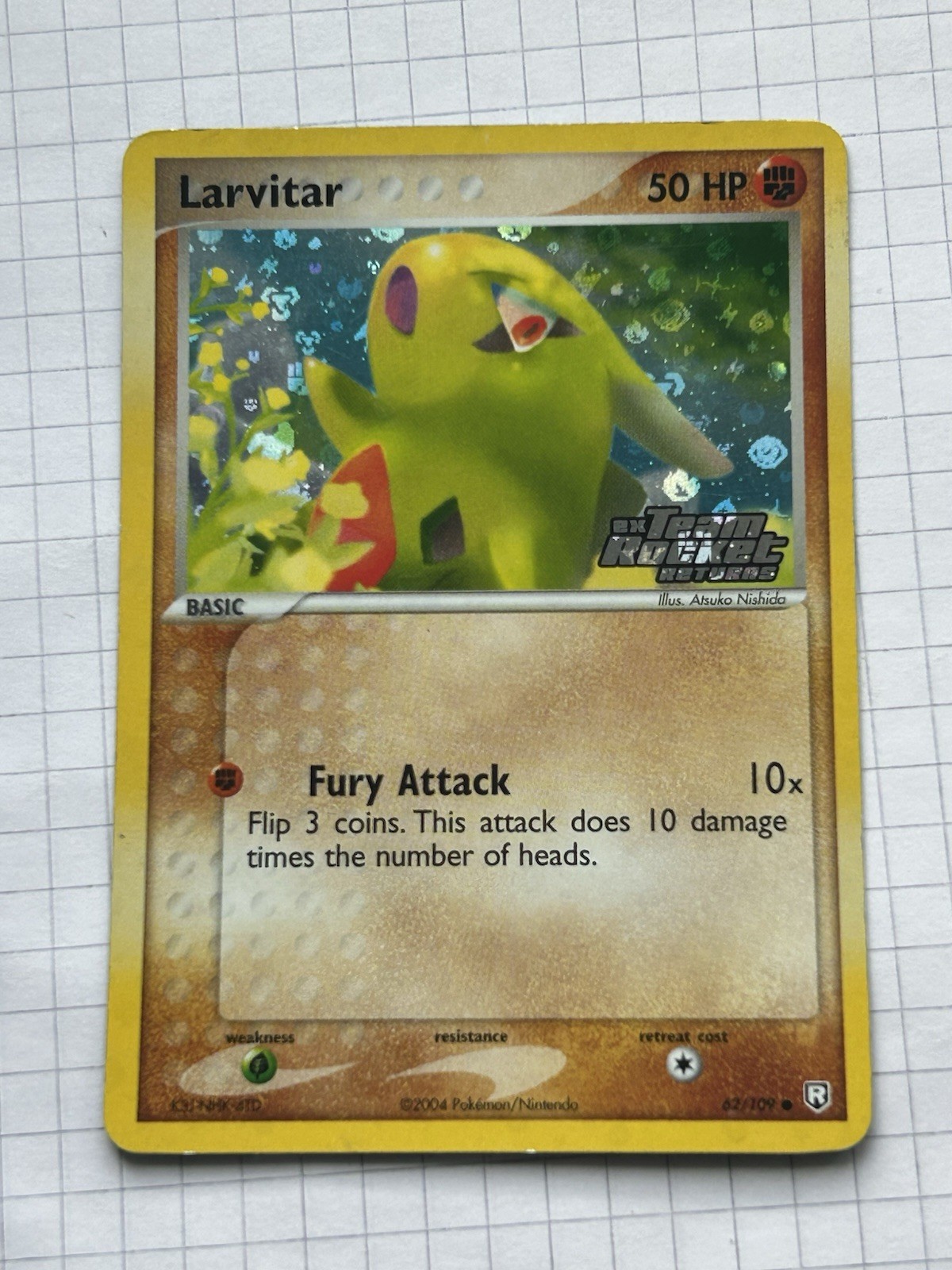 Larvitar 62/109 Stamped Reverse Holo Ex Team Rocket Returns Pokemon Card LP