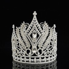 Hot 19.3Cm Tall Crystal Huge Tiara Crown Wedding Bridal Queen Princess for Women