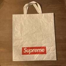 Supreme White Tote Shopping Bag Red Box Logo Retail Store 17.75x19.75, FREE GIFT
