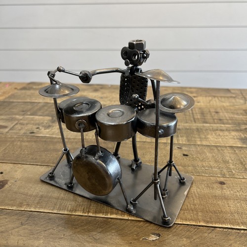 Nuts and Bolts Drummer Recycled Metal Figurine Art Sculpture Steam punk