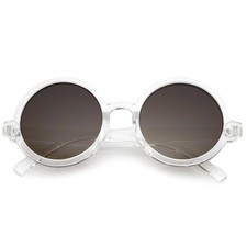 Trendy Round Retro Sunglasses for Women, UV400 Vintage Horn Rimmed Neutral-Co...