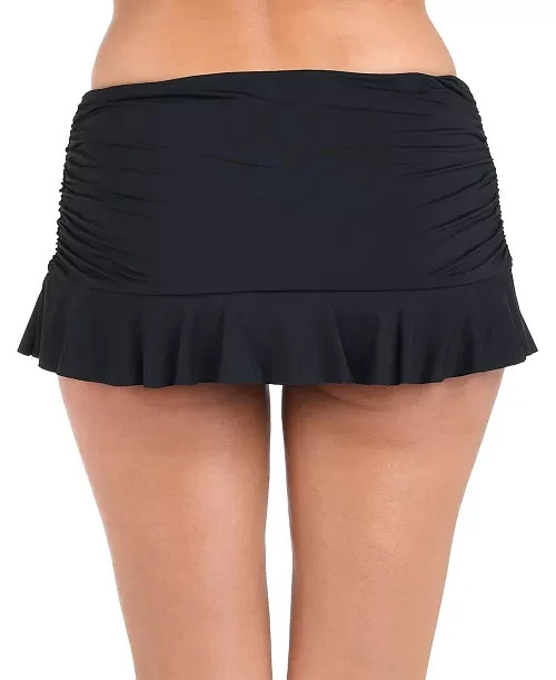 La Blanca Women's Island Goddess Ruffled Skirt Swim Bottoms, Black, Size 4 1473