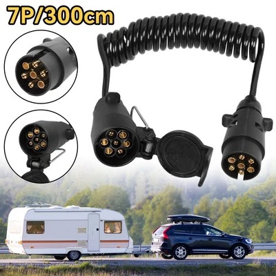 MARKENLOS (无品牌) Spiralkabel für Anhänger Verlängerungskabel 7 polig Stecker Kupplung 300cm m/w