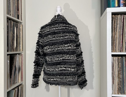 Vintage 90’s Life Style Black & White Boho Unique Fringe Cotton Jacket Women’s L - Bild 2 von 8