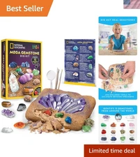 National Geographic Gem Dig Kit: Explore 15 Stunning Real Gemstones & Crystals