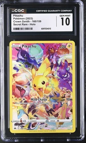 POKEMON CGC 10 GEM MINT PIKACHU FULL ART 160/159 CROWN ZENITH