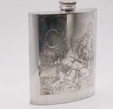 Vintage Old Sheffield Flask with 20th Century Rugby Scene 🏉(1950s-’70s)
