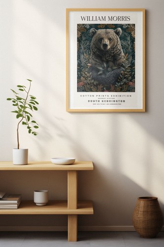 William Morris Vintage Bear Cotton Exhibition Prints Wall Poster Print - Picture 2 of 6