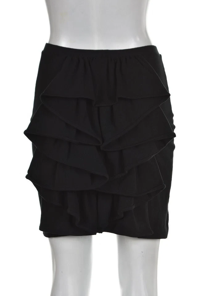 Falda Anna Sui Mujer Talla S Negra Lisa Lápiz Algodón Sobre la Rodilla Informal WTW Foto 2 de 4