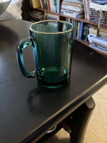 Vintage Libbey Juniper Green 4.5” Glass Coffee Tea Mugs with Gold Rim **read