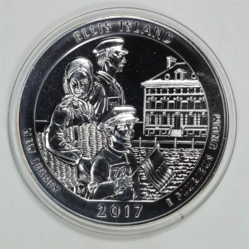 2017 25C 5oz Fine Silver ATB Ellis Island New Jersey in Plastic Capsule