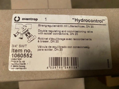 OVENTROP 1060552, 3/4'' SWT Hydrocontrol (NEW)
