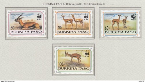 BURKINA FASO 1993 WWF Animals Gazele Mi 1298-1301 MNH(**) Fauna