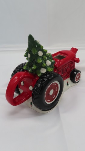Blue Sky Clayworks Red Tractor & Christmas Tree Teapot Heather Goldmine - Picture 4 of 7