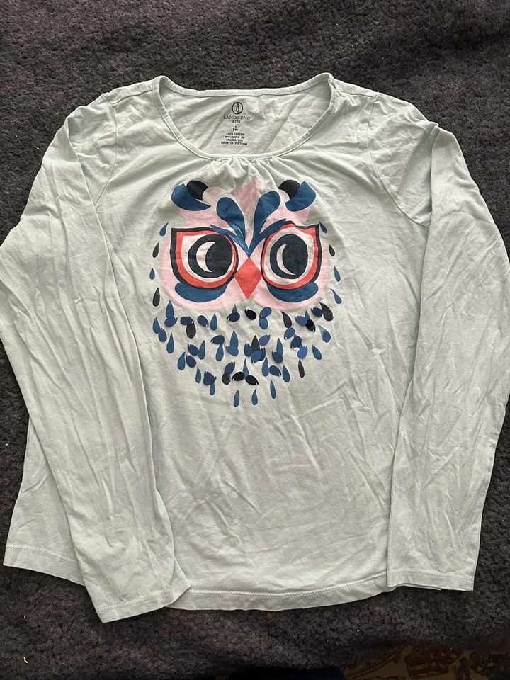 Land’s End Niñas--2 Tops Manga Larga Talla 14 plus--Azul Pálido y Verde Amarillo Foto 2 de 4