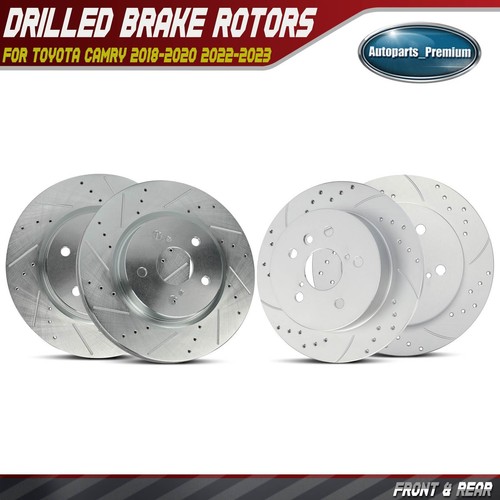 4Pcs Front & Rear Drilled Brake Rotors for Toyota Camry 2018 2019 2020