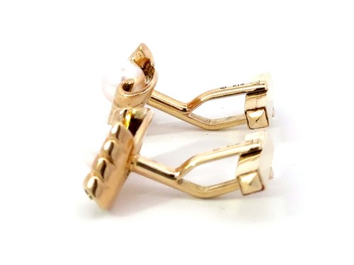 Mikimoto 14k Yellow Gold Pearl Cuff Links - Picture 5 of 8