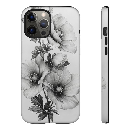 Black White Flower Tattoo Style Phone Case for iPhone, Samsung Galaxy, Pixel - 第 74/173 張圖片