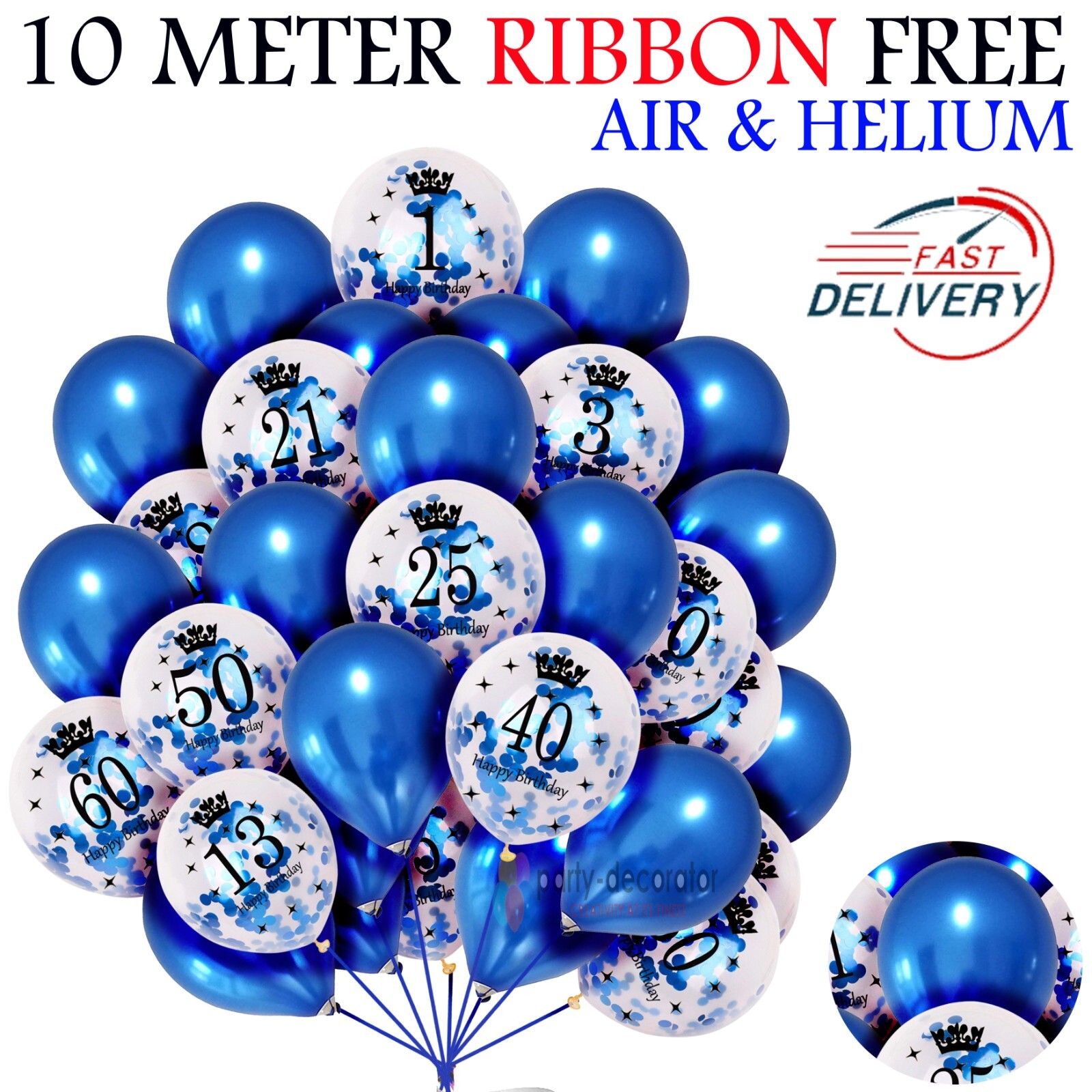 PINK BLUE Age Birthday Balloons 16th 18th 21st 30th 40th Birthday