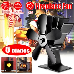 Fireplace Fan 5 Blades Heat Thermal Power Fan For Wood Log Burner