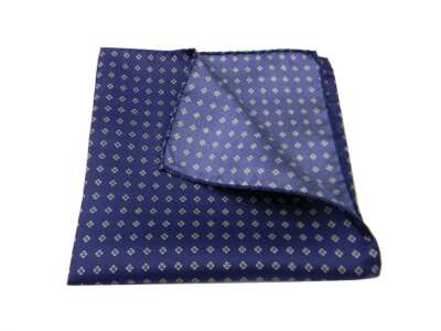 Pochette Uomo Seta Bianca Fazzoletto Da Taschino Uomo Seta Blu