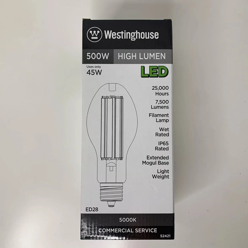 (2) Westinghouse 52421 45 Watt ED28 5000k 120-277V 500W High Lumen Filament LED - Image 2 of 4