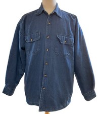 VTG Reservoir Chore Coat Big Barn Jacket Blue Denim Button Up Blanket Lined LRG