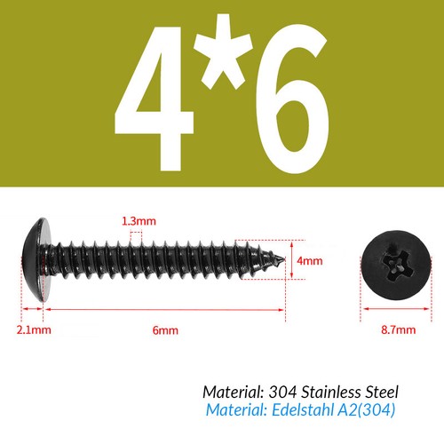 Black A2 Stainless Steel Phillips Pan Head Self Tapping Screws Tappers Pozi Pili - Picture 48 of 57