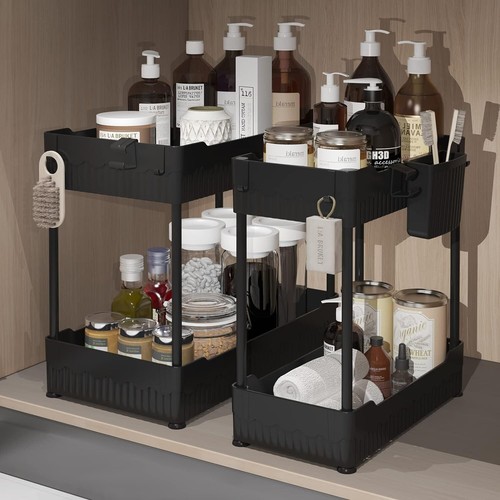 Space-Saving Kitchen and Bathroom Storage Rack with Hanging Accessories - Picture 3 of 9