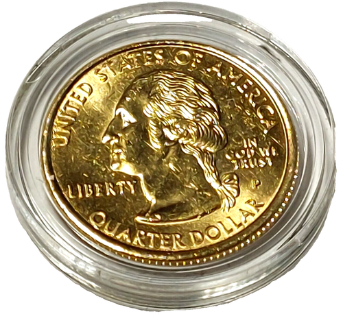 1999 P & D 25c New Jersey State Quarters 24k Gold Plated Clad Uncirculated - Picture 2 of 6