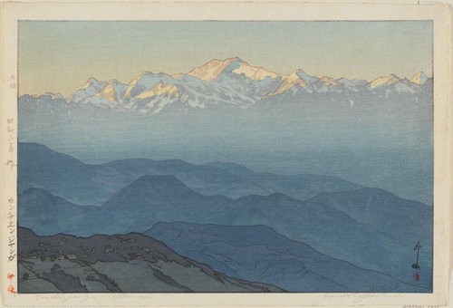 Kanchenjunga Morning : Hiroshi Yoshida : 1926 Japanese Woodblock Mountain Print - Picture 1 of 2