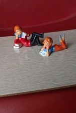 1950s Wilton Hard Plastic Boy  Girl Teen Telephone Lounging Cake Decorations Lot