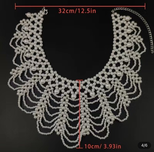 Damen Vintage Stil Halsreif Imitat Perlenkette weiß Fantasy kleine Perle - Bild 8 von 9