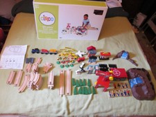 Circo 120 Piece Wooden Train Set with Vehicles, Trees, Signs  Structures Age 3 