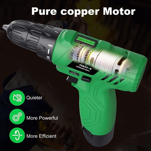 12V Cordless Drill 3/8" Keyless Chuck, 25 Drill Bits,1.5AH Battery And Charger - Picture 23 of 28